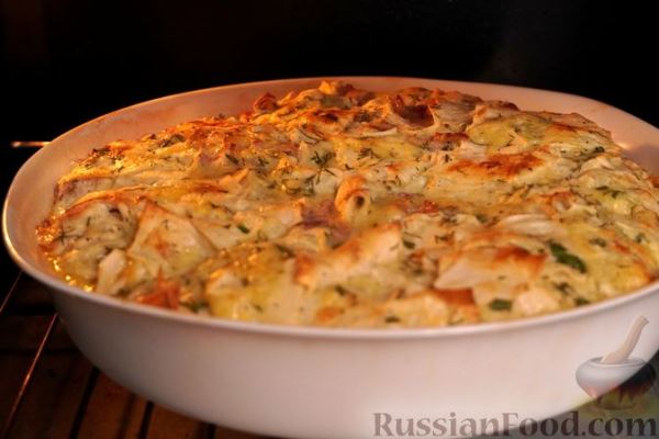 Пирог из лаваша с сыром и беконом